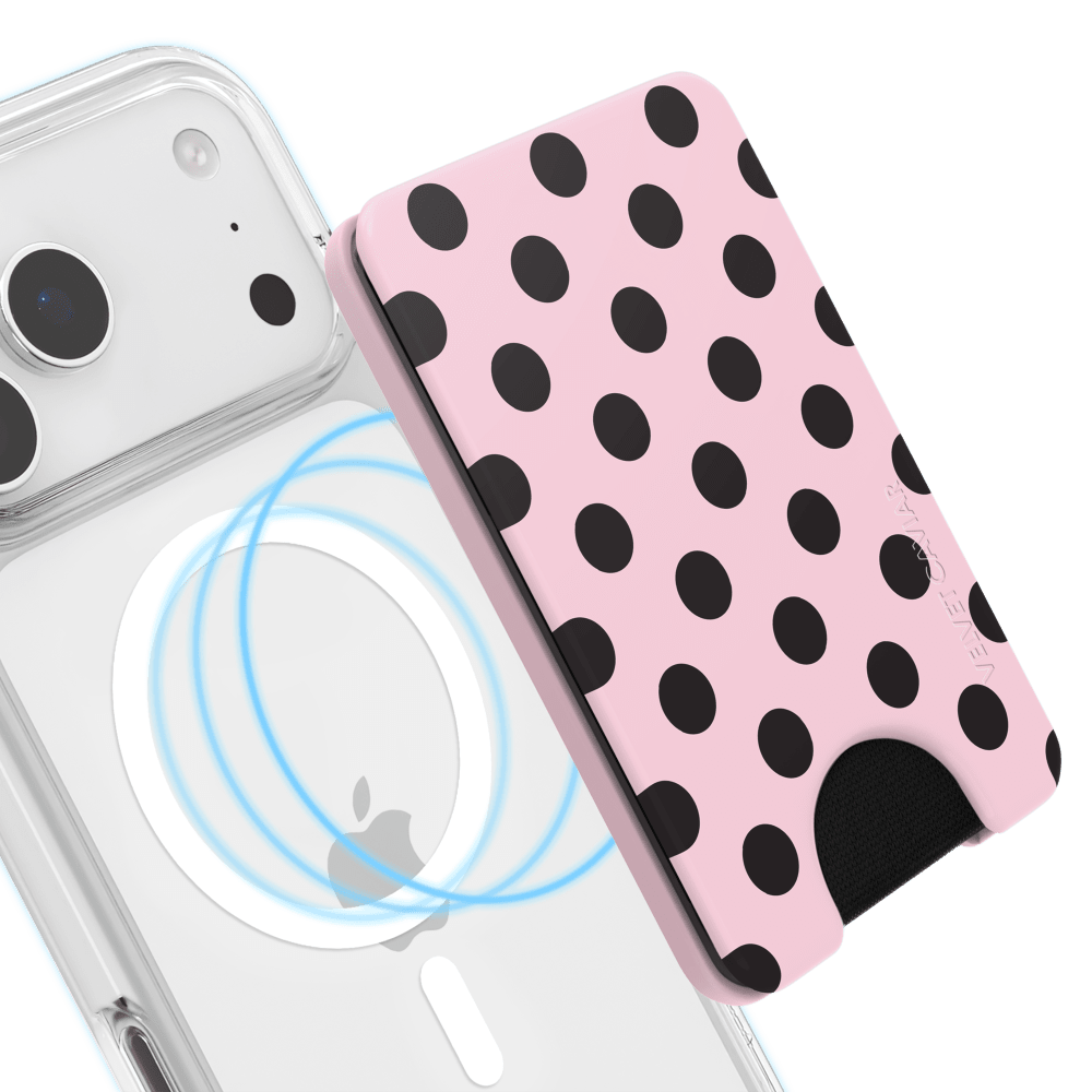 Wholesale cell phone accessory VELVET CAVIAR - Magnetic Phone Wallet - Princess Pink Polka