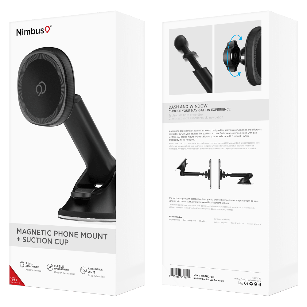 Wholesale cell phone accessory Nimbus9 - Magnetic Phone Mount and Suction Cup - Black