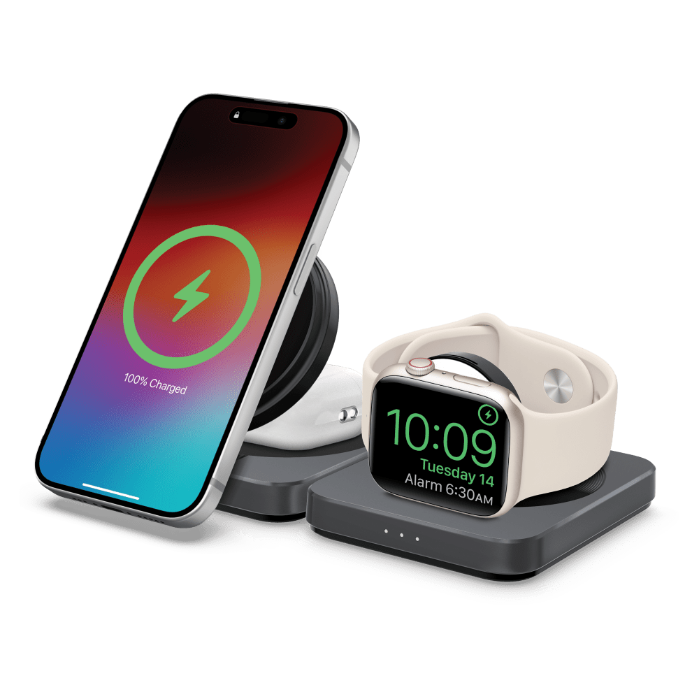 Wholesale cell phone accessory Nimbus9 - Qi2 Wireless Charger 3 in 1 Stand - Brushed Gray