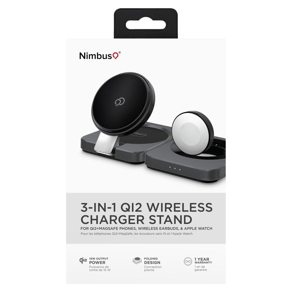 Wholesale cell phone accessory Nimbus9 - Qi2 Wireless Charger 3 in 1 Stand - Brushed Gray