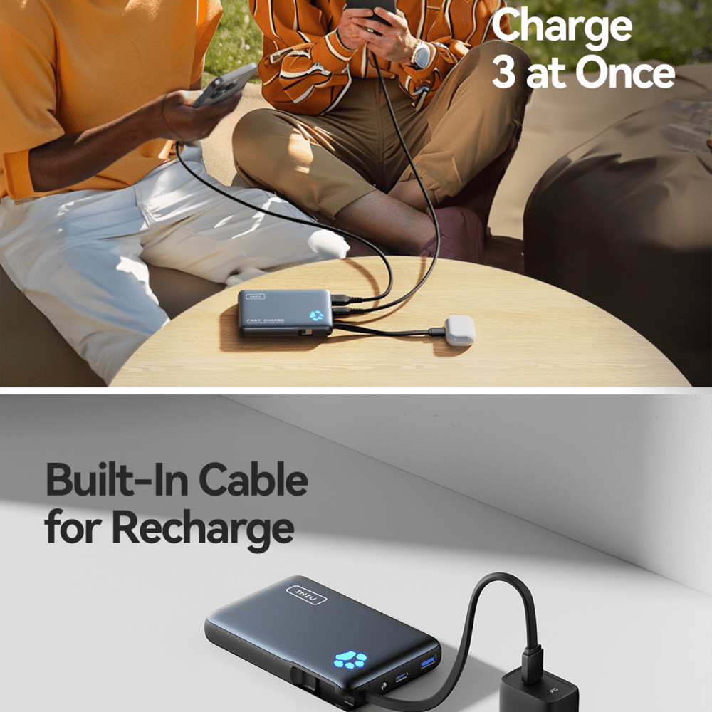 Wholesale cell phone accessory INIU - PowerPaw Portable Power Bank 10,000 mAh - Black
