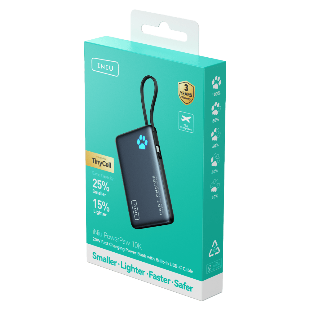 Wholesale cell phone accessory INIU - PowerPaw Portable Power Bank 10,000 mAh - Black