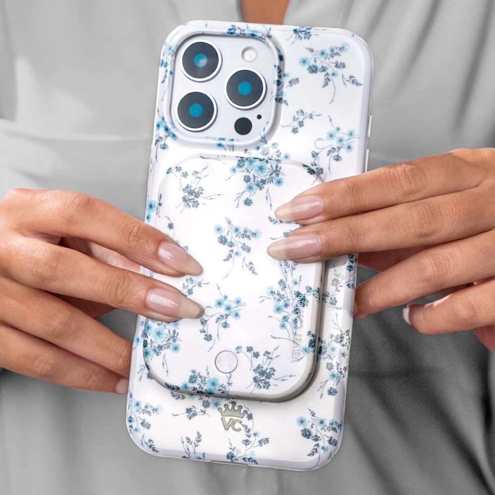 Wholesale cell phone accessory Velvet Caviar - MagSafe Battery Power Pack - French Blue Floral