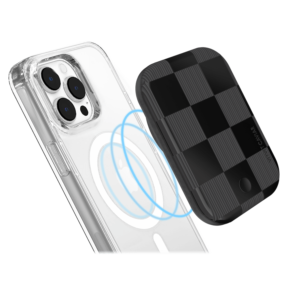 Wholesale cell phone accessory Velvet Caviar - MagSafe Battery Power Pack - Noir Vibe Checker