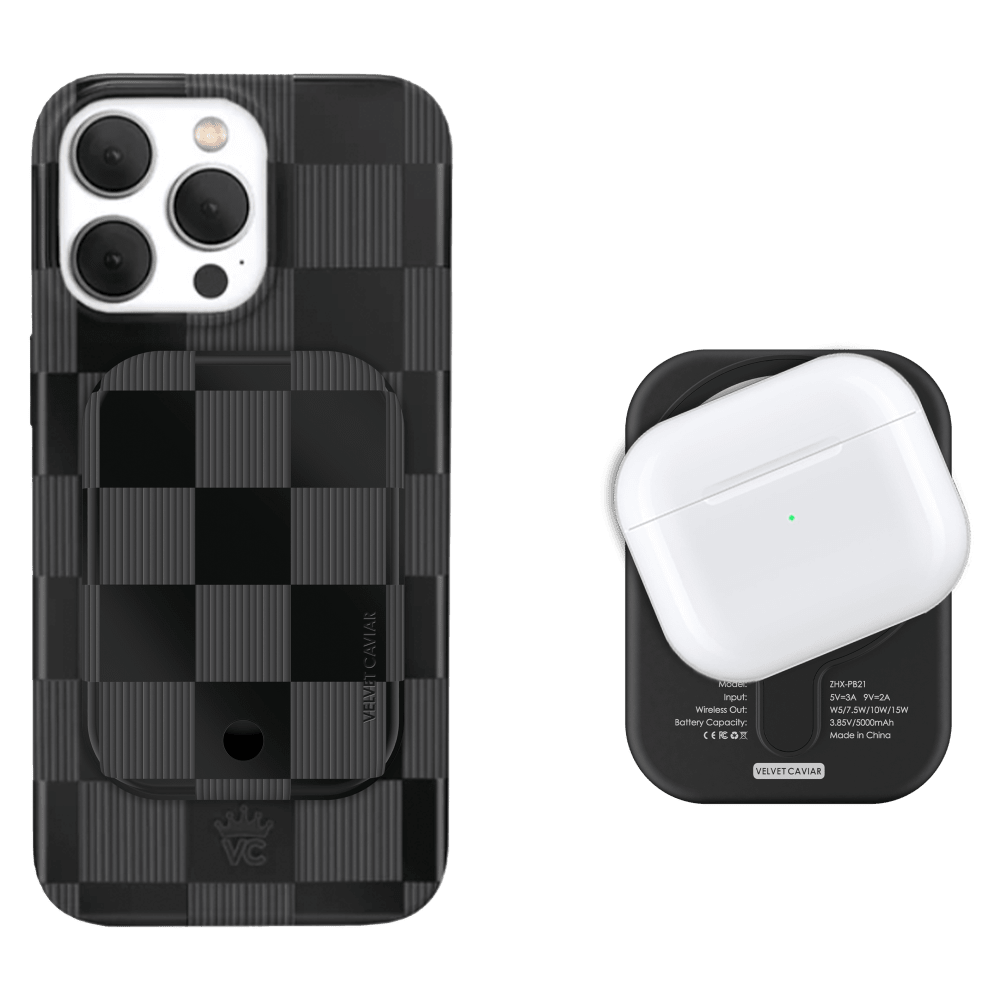 Wholesale cell phone accessory Velvet Caviar - MagSafe Battery Power Pack - Noir Vibe Checker