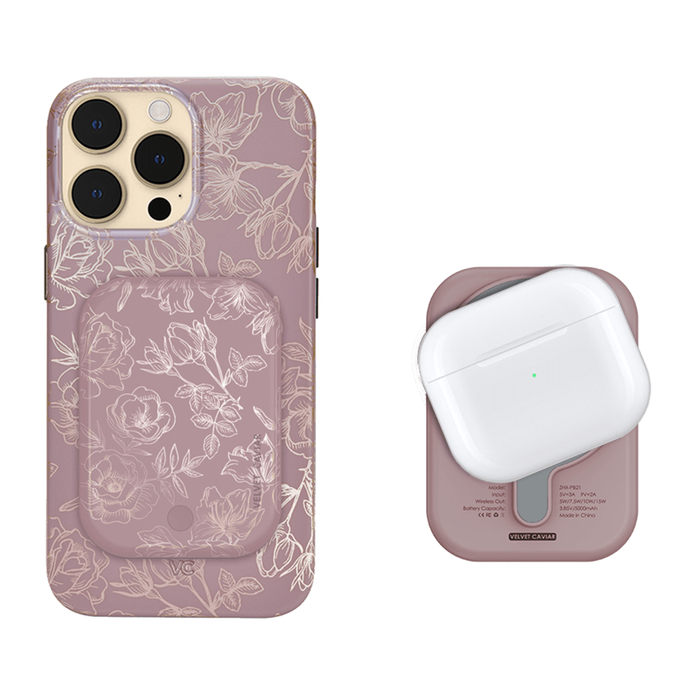 Wholesale cell phone accessory Velvet Caviar - MagSafe Battery Power Pack - Dusty Rose Chrome