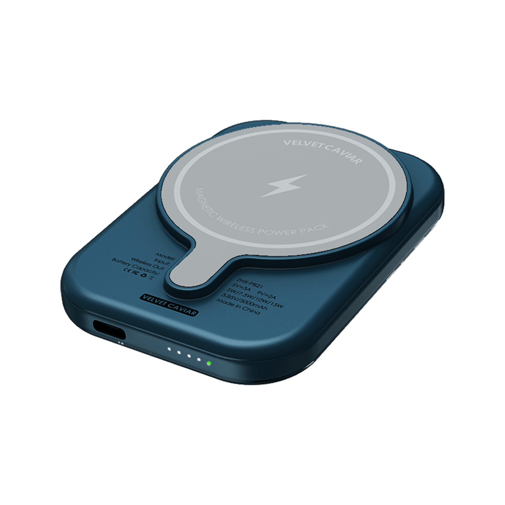 Wholesale cell phone accessory Velvet Caviar - MagSafe Battery Power Pack - Metallic Navy Leopard