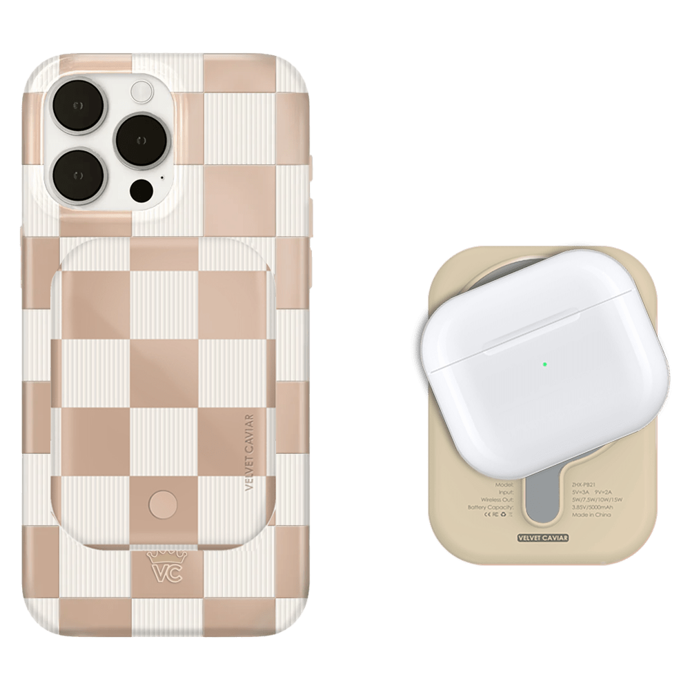 Wholesale cell phone accessory Velvet Caviar - MagSafe Battery Power Pack - Nude Vibe Checker