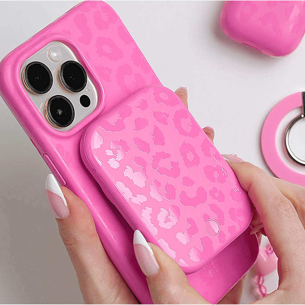 Wholesale cell phone accessory Velvet Caviar - MagSafe Battery Power Pack - Hot Pink Leopard