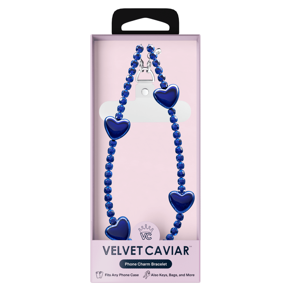 Wholesale cell phone accessory VELVET CAVIAR - Phone Charm - Clear Blue Heart