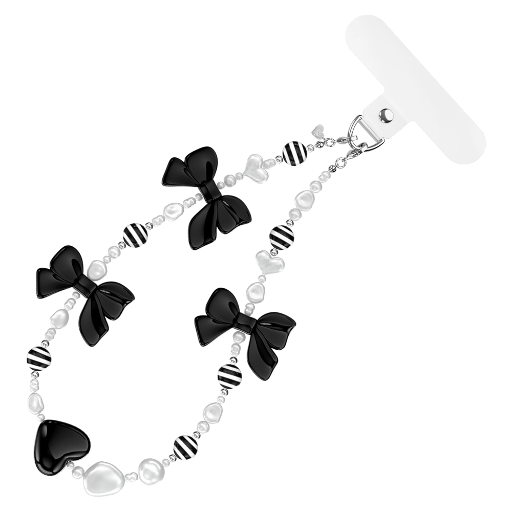 Wholesale cell phone accessory VELVET CAVIAR - Phone Charm Wristlet - Gothic Black Bows