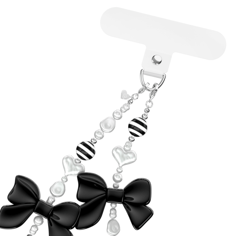 Wholesale cell phone accessory VELVET CAVIAR - Phone Charm Wristlet - Gothic Black Bows