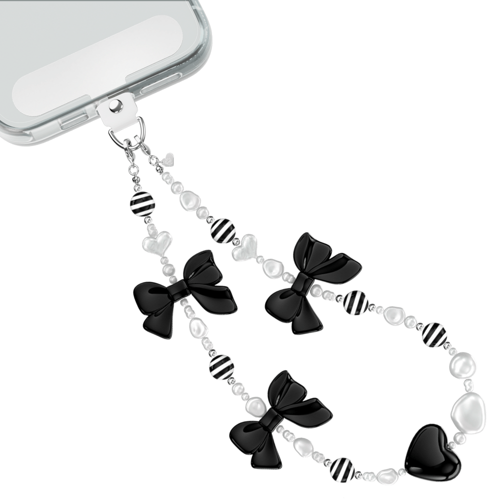 Wholesale cell phone accessory VELVET CAVIAR - Phone Charm Wristlet - Gothic Black Bows