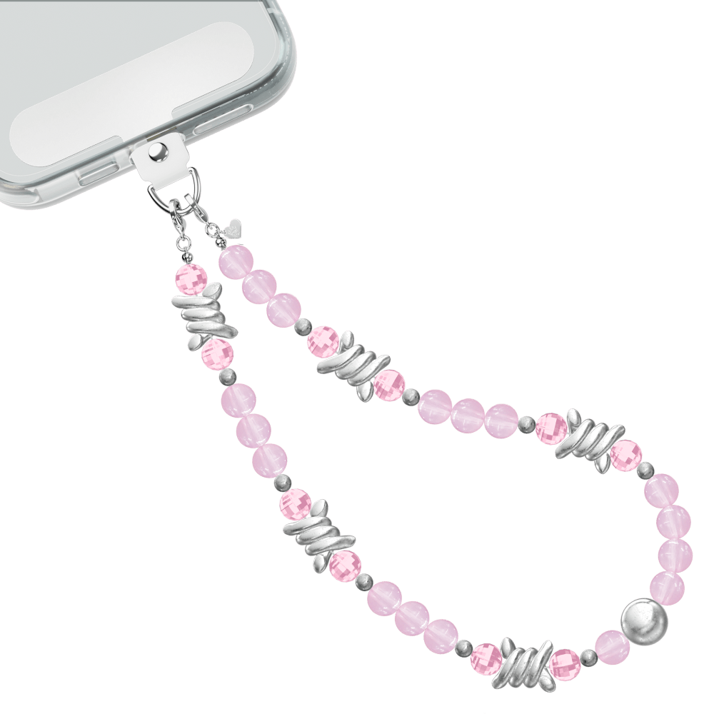 Wholesale cell phone accessory VELVET CAVIAR - Phone Charm Wristlet - Pink Barbed Wire