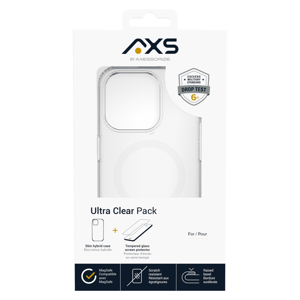 Wholesale cell phone accessory AXS - ULTRA CLEAR MagSafe Case and Glass Screen Protector for