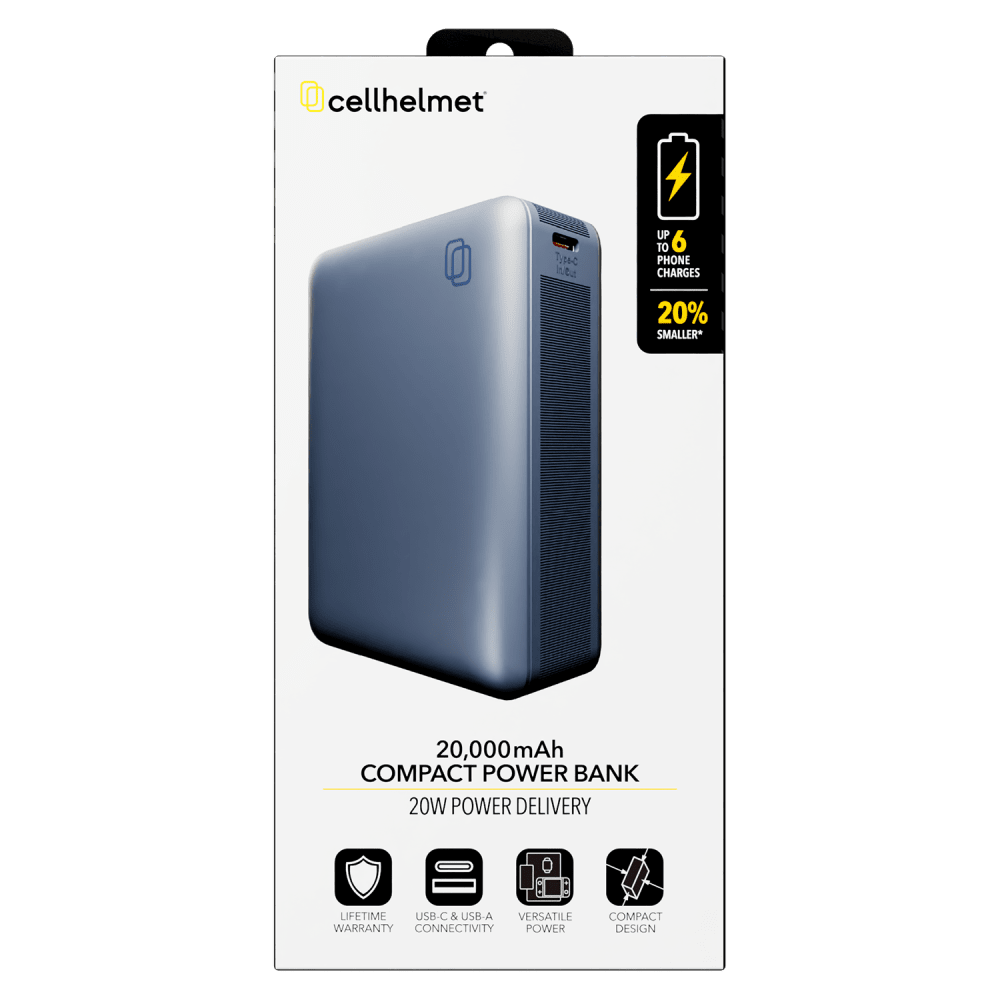 Wholesale cell phone accessory cellhelmet - USB Type C and USB Type A 22.5W Power Bank 20,000