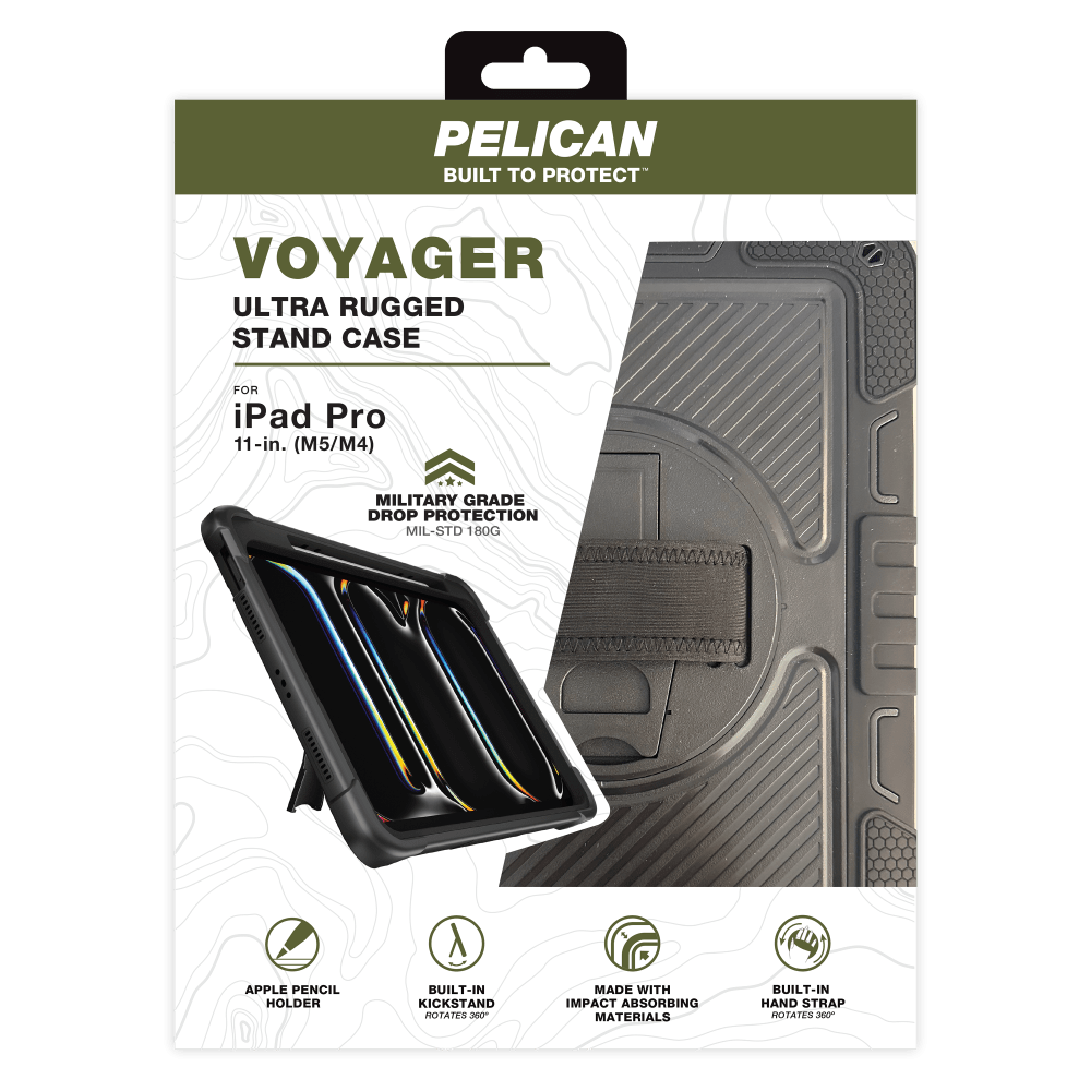 Wholesale cell phone accessory Pelican - Voyager Case with Stand for Apple iPad Pro 11 - Black