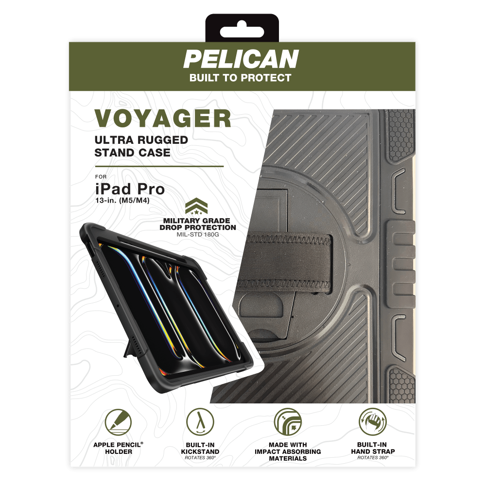 Wholesale cell phone accessory Pelican - Voyager Case with Stand for Apple iPad Pro 13 - Black