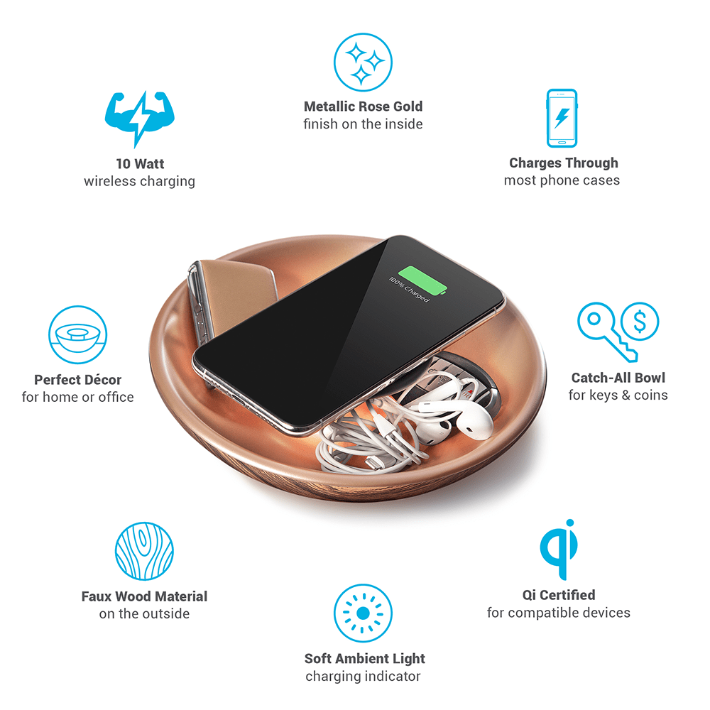 Wholesale Tylt - Bowl Home Decor Wireless Charging Pad 10w - Wood Grain ...