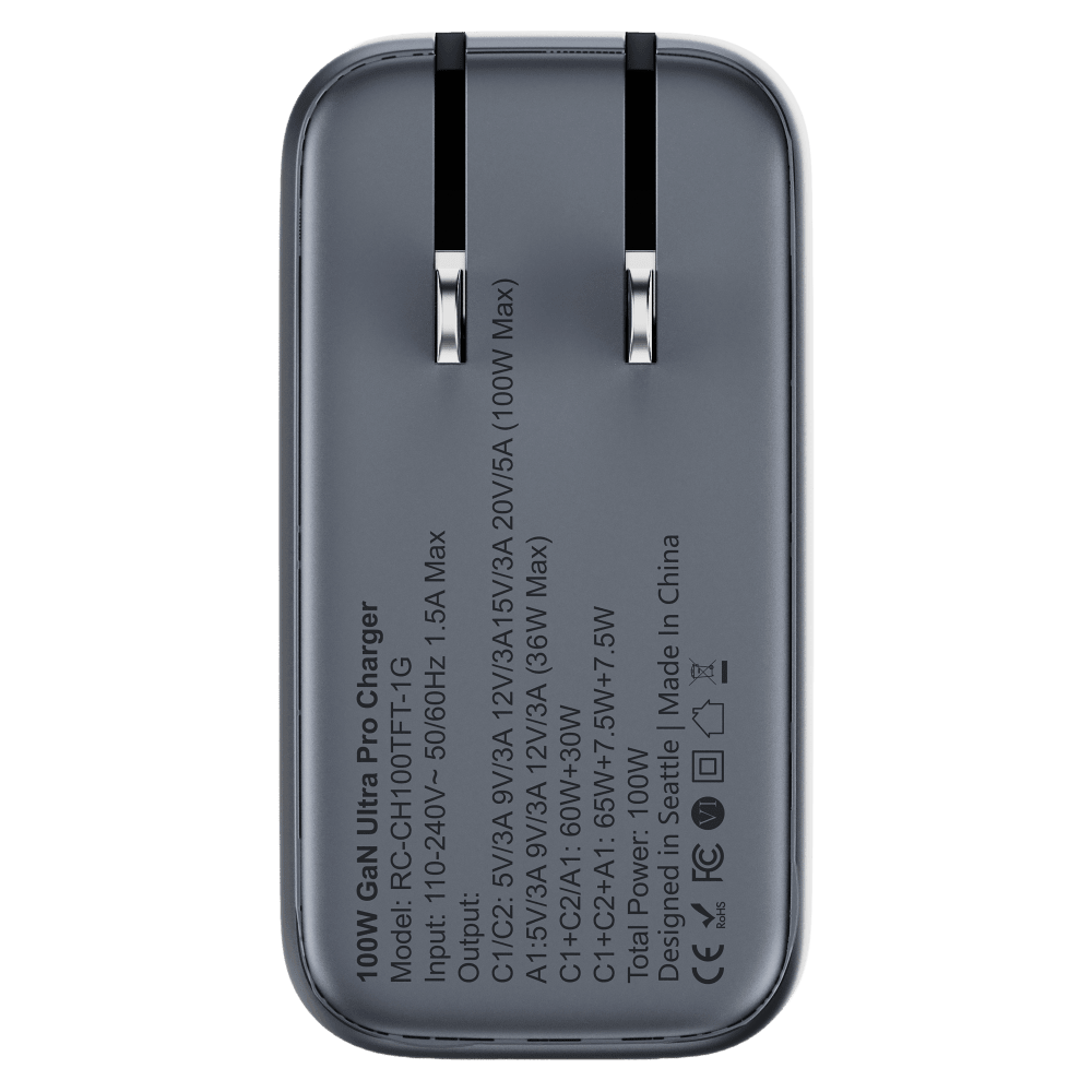 Wholesale cell phone accessory ReelCharge - 100W Compact USB A and USB C Wall Charger with