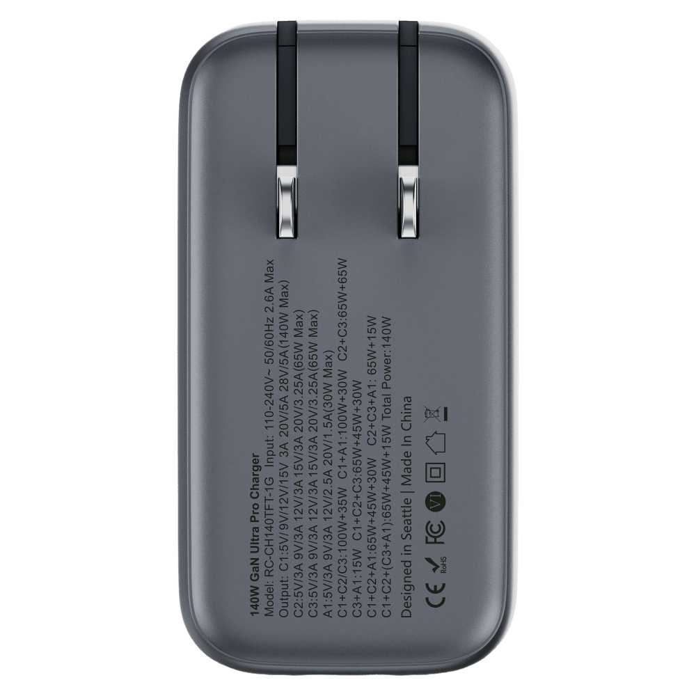 Wholesale cell phone accessory ReelCharge - 140W Compact USB A and USB C Wall Charger with