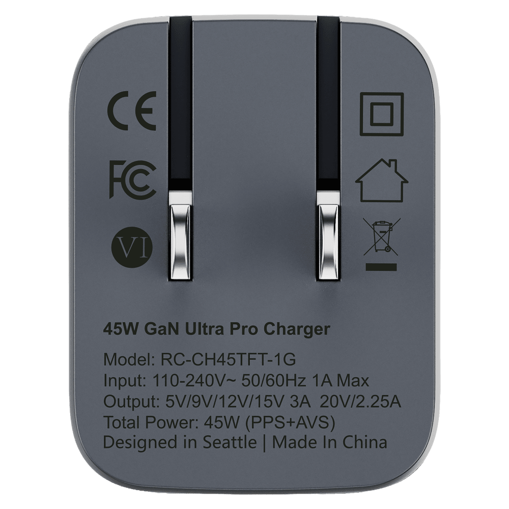 Wholesale cell phone accessory ReelCharge - 45W Ultra-Compact USB C Wall Charger with Smart