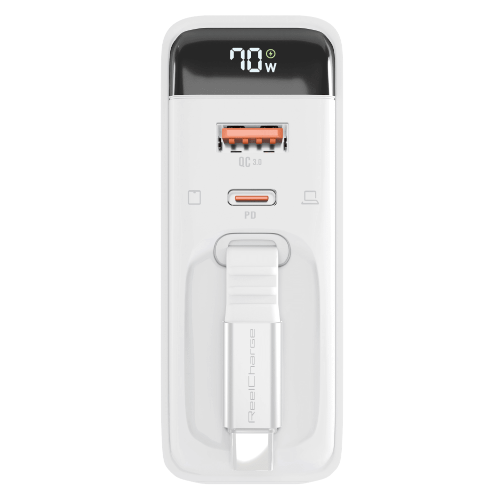 Wholesale cell phone accessory ReelCharge - 70W USB A and USB C Wall Charger with Retractable