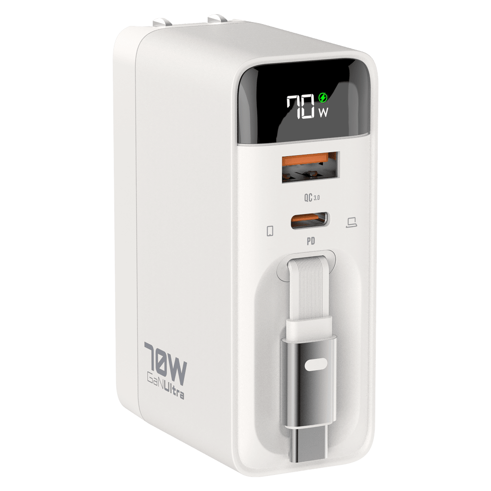 Wholesale cell phone accessory ReelCharge - 70W USB A and USB C Wall Charger with Retractable