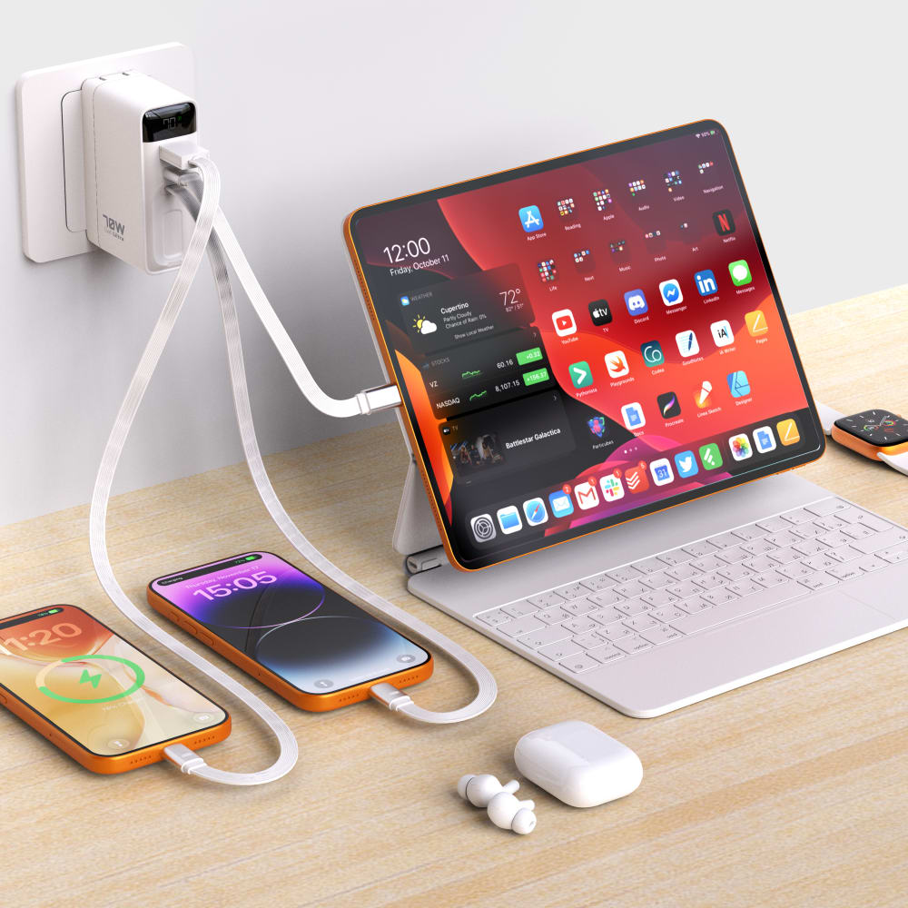 Wholesale cell phone accessory ReelCharge - 70W USB A and USB C Wall Charger with Retractable