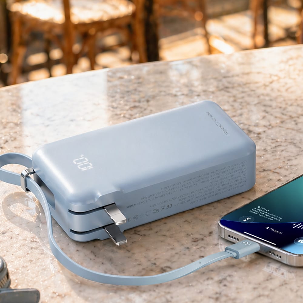 Wholesale cell phone accessory ReelCharge - 45W Power Bank with Integrated USB C Output Cable