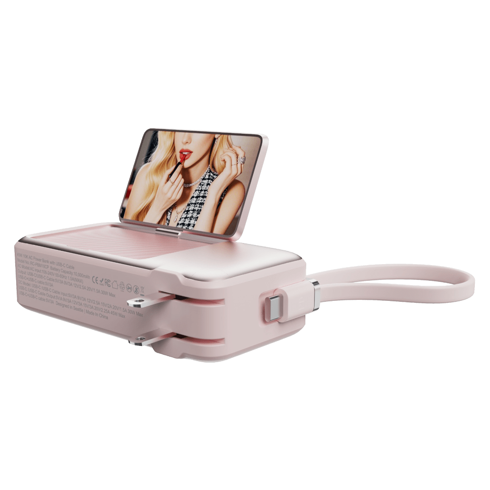 Wholesale cell phone accessory ReelCharge - 45W USB C Power Bank with Folding Mirror, LED Display