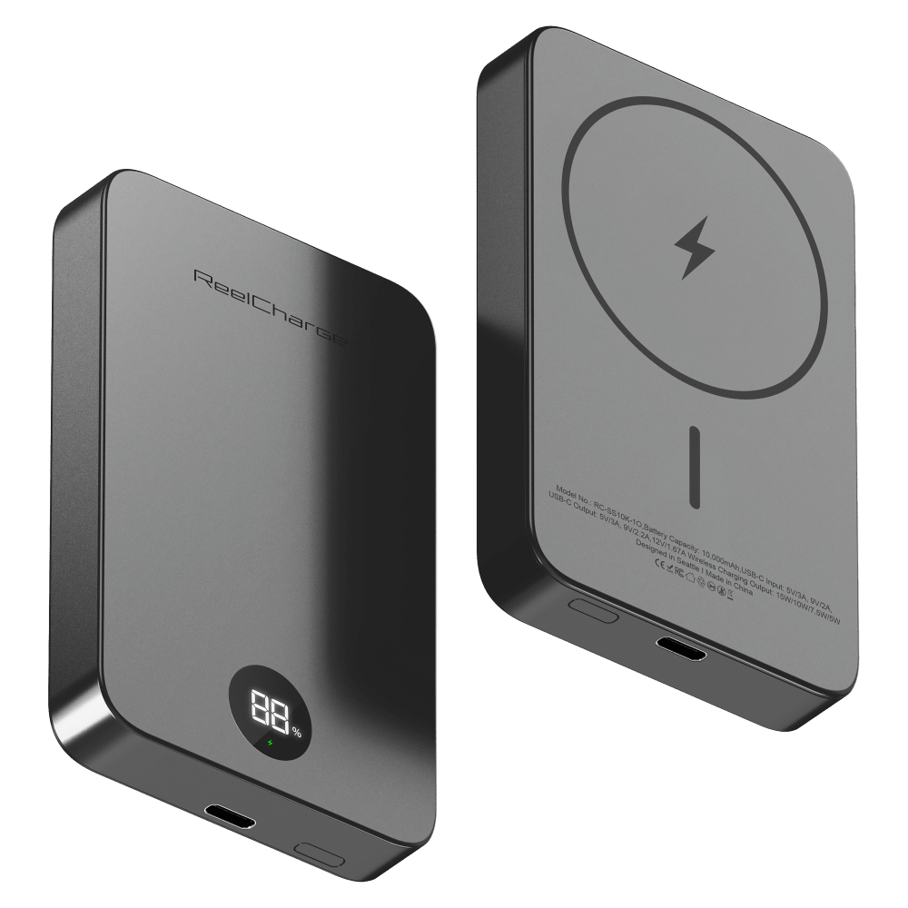 Wholesale cell phone accessory ReelCharge - Semi-Solid State Power Bank with a LED Display