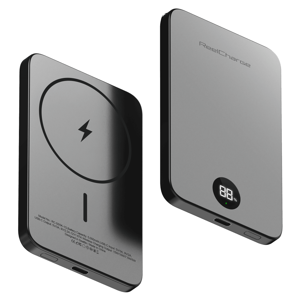 Wholesale cell phone accessory ReelCharge - Semi-Solid State Power Bank with a LED Display