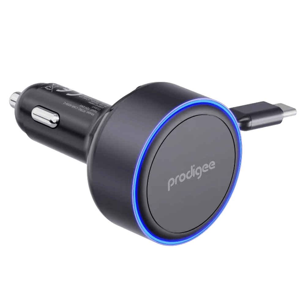 Wholesale cell phone accessory prodigee - Energee Retract-It Type C Car Charger 60W - Black