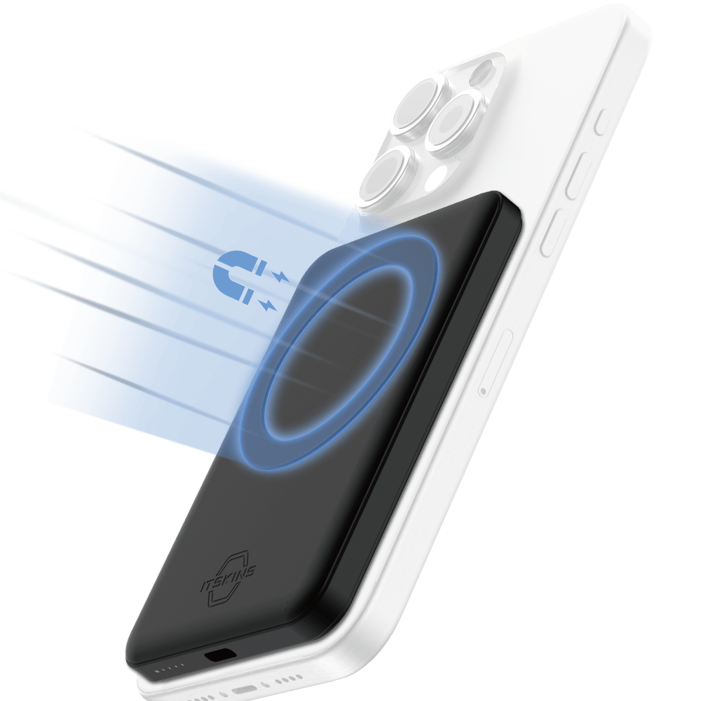 Wholesale cell phone accessory ITSKINS - Hybrid USB C Magnetic Power Bank 5,000 mAh - Black
