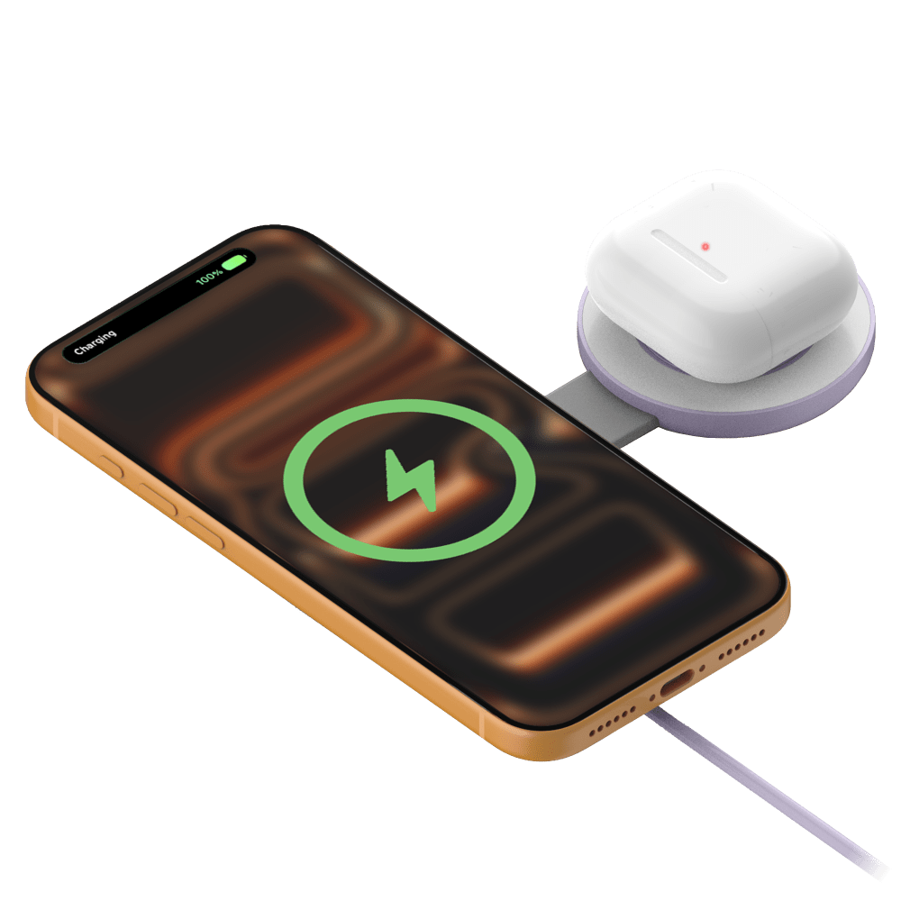 Wholesale cell phone accessory Avana - Twin Pad Wireless Charger 15W - Lavender