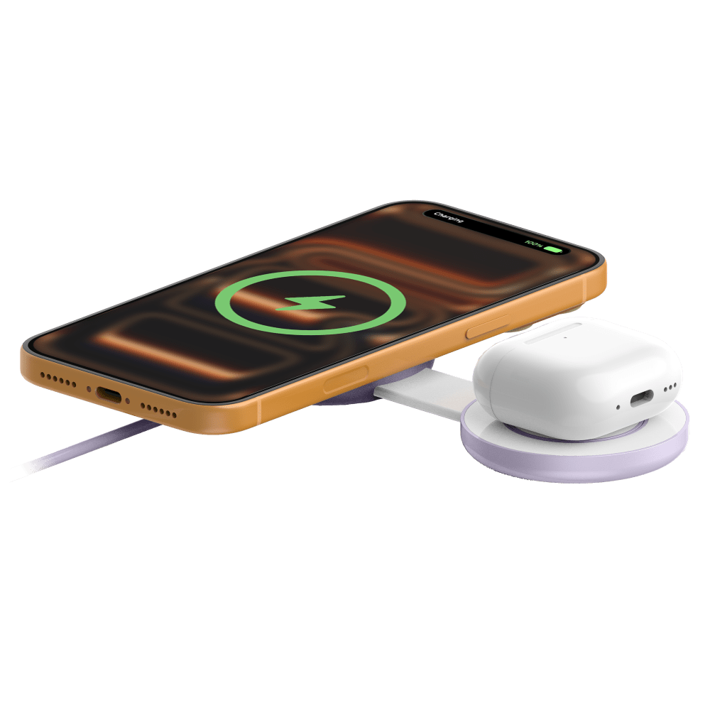 Wholesale cell phone accessory Avana - Twin Pad Wireless Charger 15W - Lavender