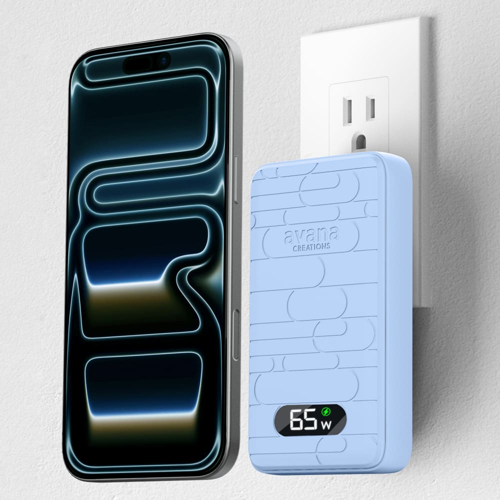 Wholesale cell phone accessory Avana - Ultra-Slim Dual 65W USB C to USB C Charger - Sky