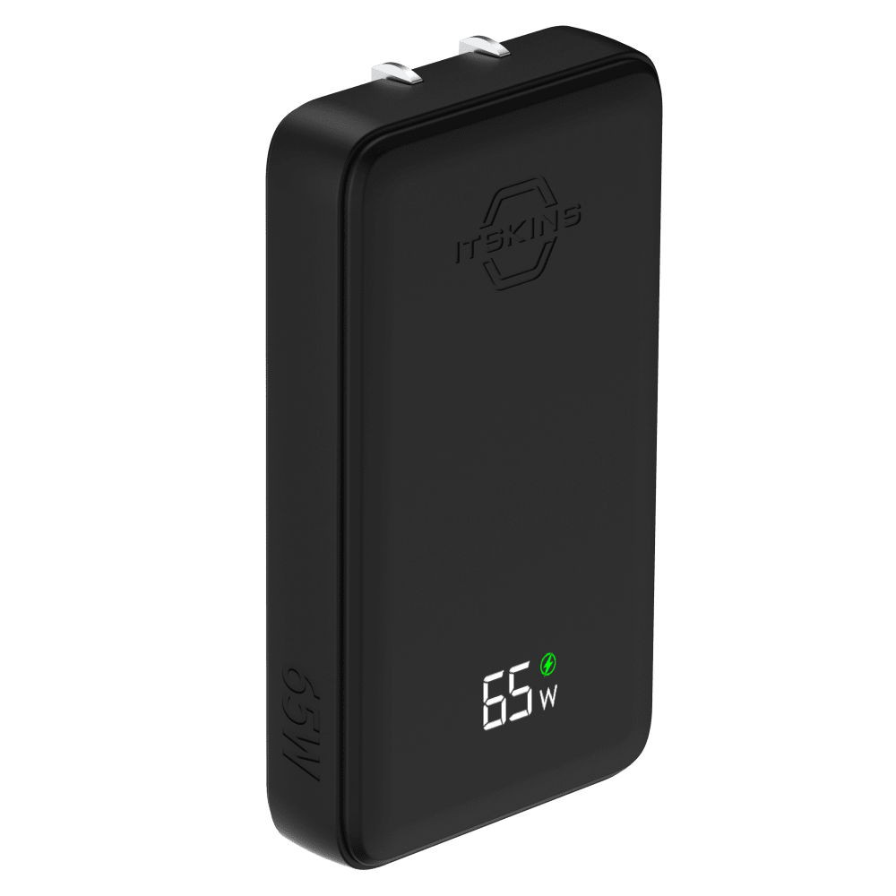Wholesale cell phone accessory ITSKINS - Ultra-Slim Dual 65W USB C to USB C AVS Charger - Black
