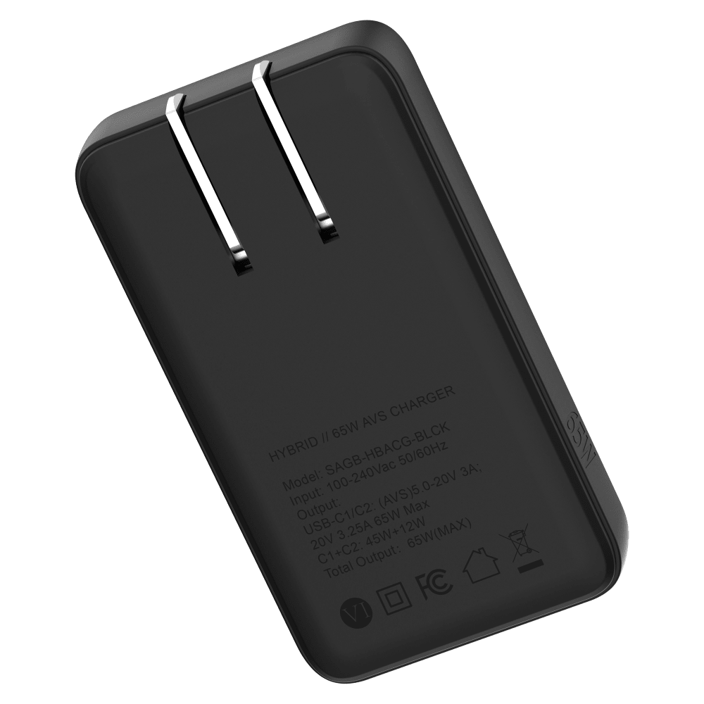 Wholesale cell phone accessory ITSKINS - Ultra-Slim Dual 65W USB C to USB C AVS Charger - Black