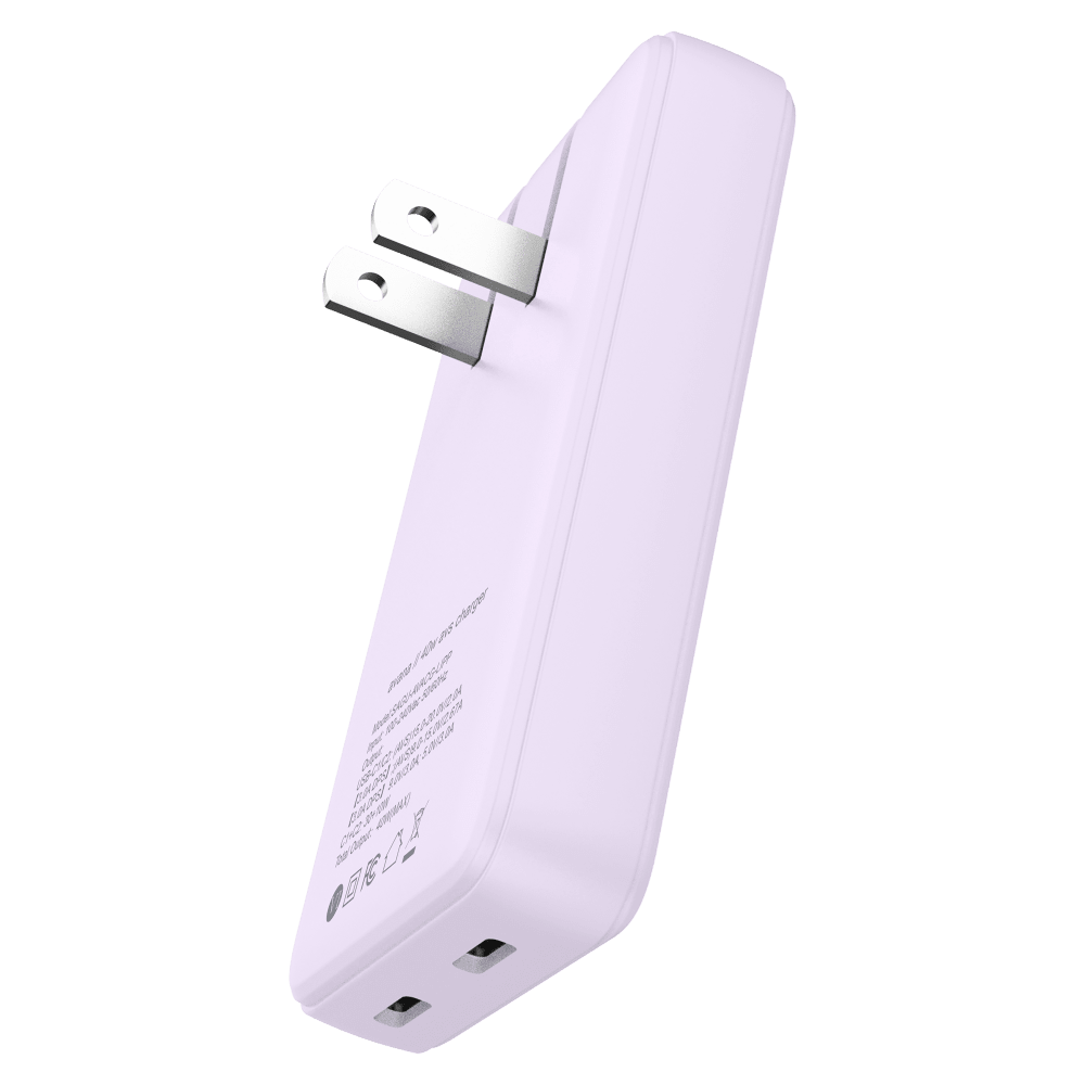 Wholesale cell phone accessory Avana - Ultra-Slim Dual 40W USB C to USB C Charger - Lavender