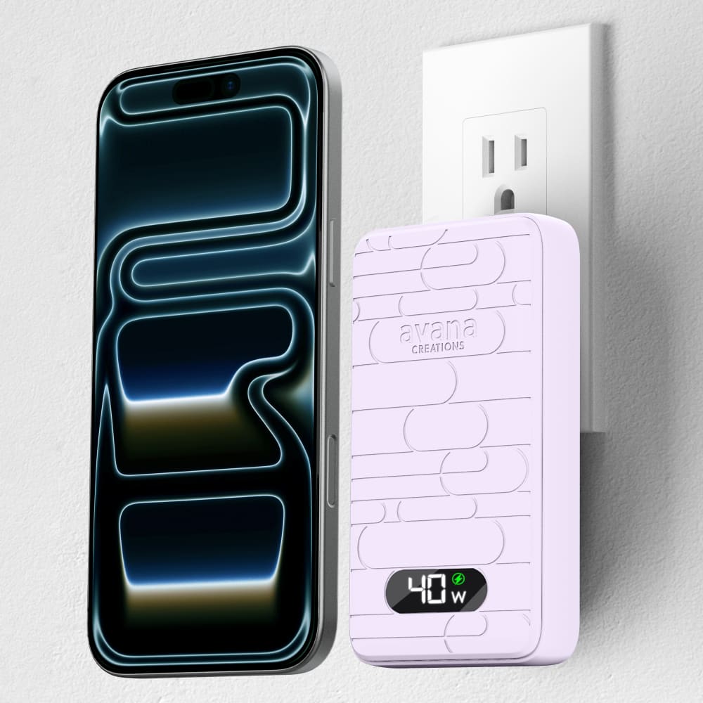 Wholesale cell phone accessory Avana - Ultra-Slim Dual 40W USB C to USB C Charger - Lavender