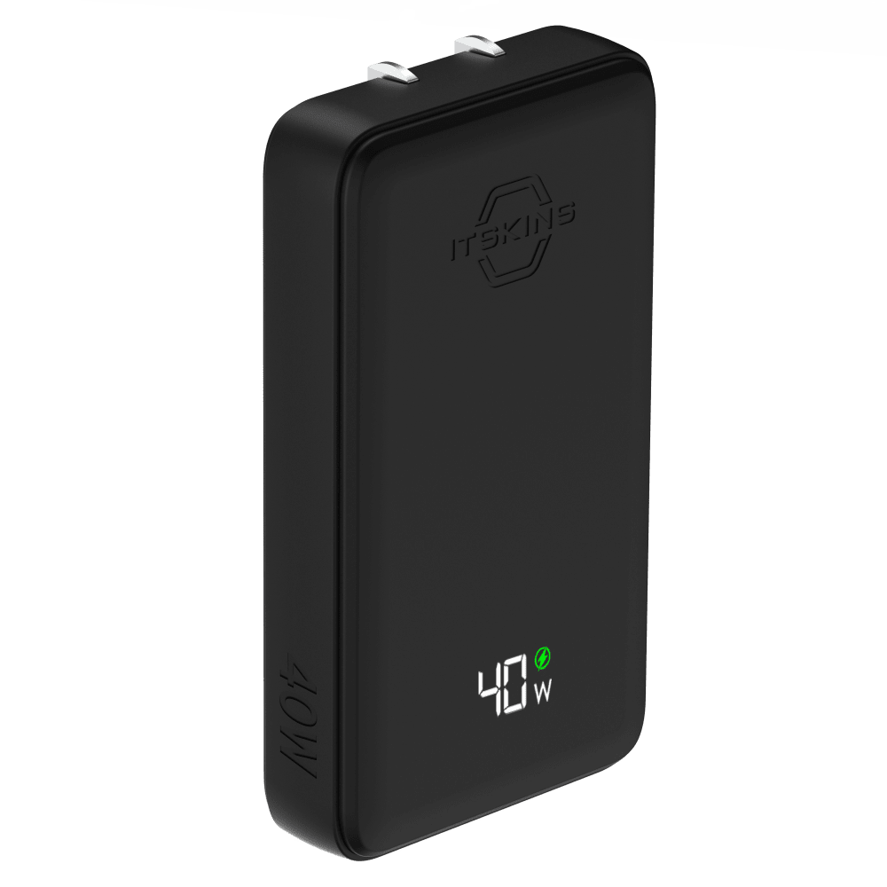 Wholesale cell phone accessory ITSKINS - Ultra-Slim Dual 40W USB C to USB C AVS Charger - Black
