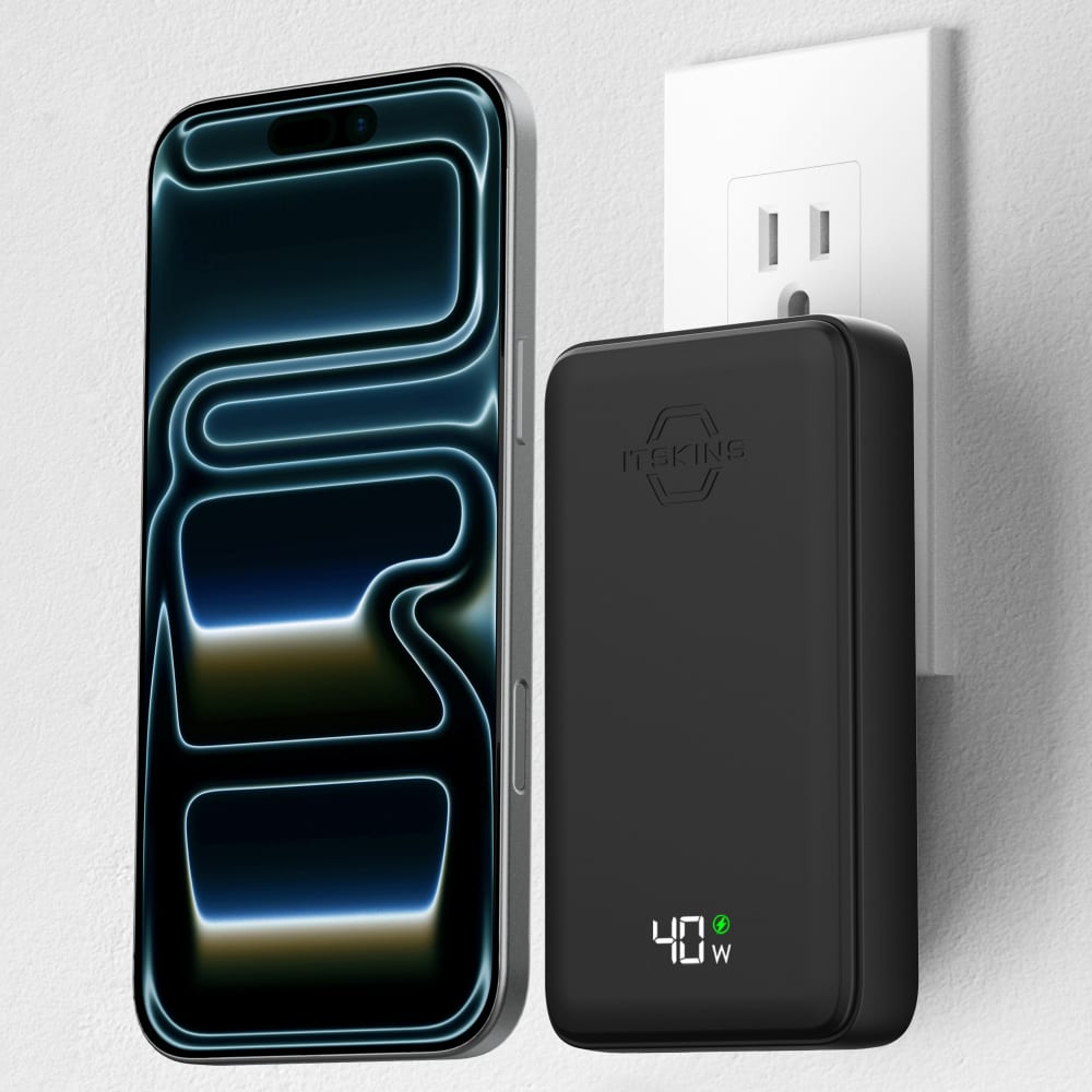 Wholesale cell phone accessory ITSKINS - Ultra-Slim Dual 40W USB C to USB C AVS Charger - Black