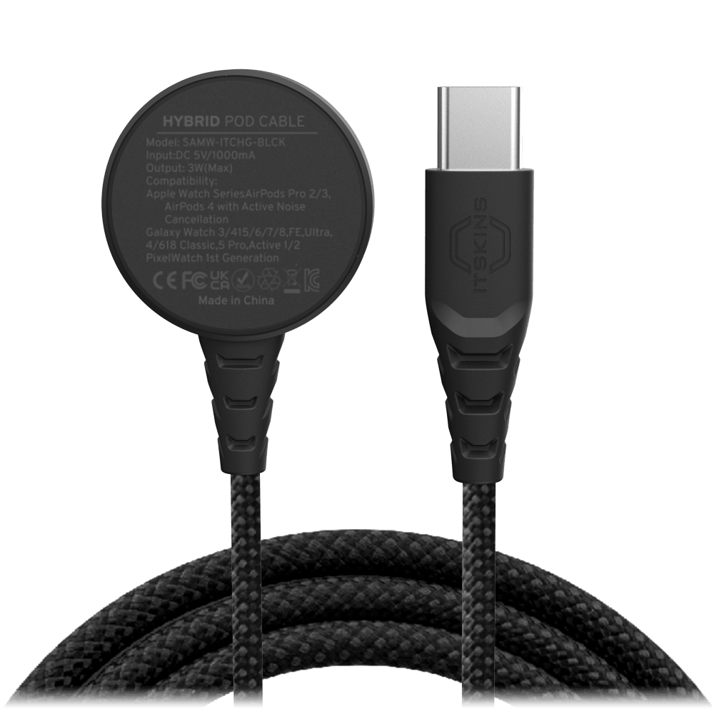 Wholesale cell phone accessory ITSKINS - Hybrid Smartwatch Magnetic Pod to USB C Cable - Black