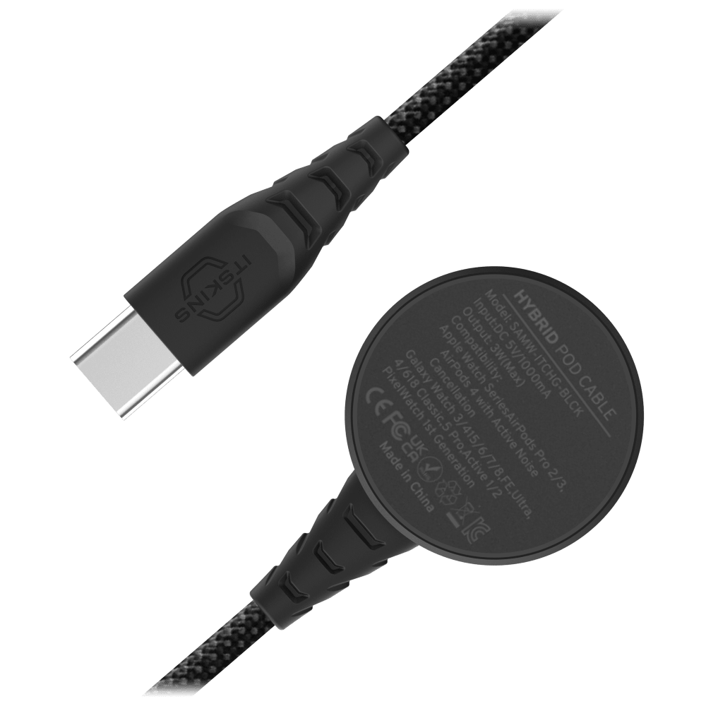 Wholesale cell phone accessory ITSKINS - Hybrid Smartwatch Magnetic Pod to USB C Cable - Black