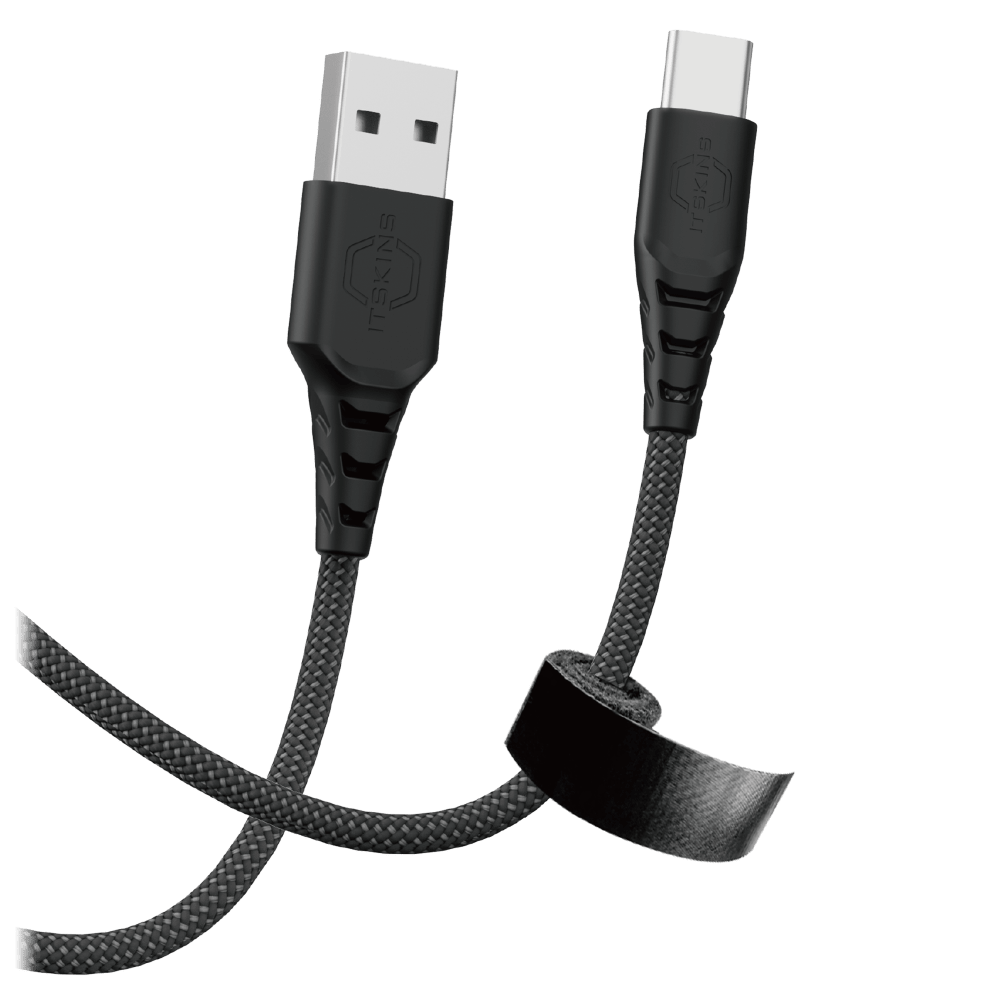 Wholesale cell phone accessory ITSKINS - Hybrid 65W USB A to USB C Cable 2m - Black