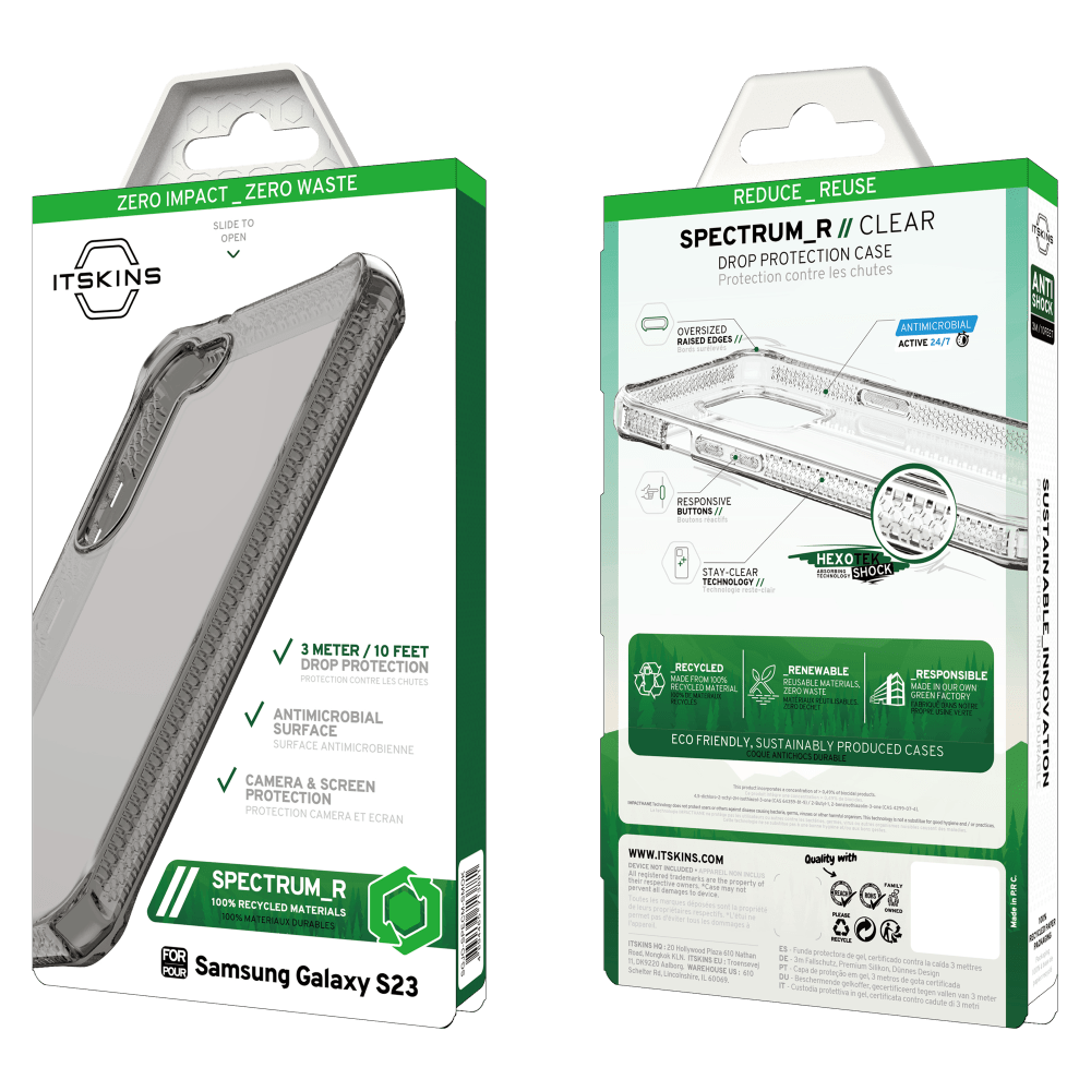 Wholesale cell phone accessory ITSKINS - Spectrum_R Clear Case for Samsung Galaxy S23 - Smoke