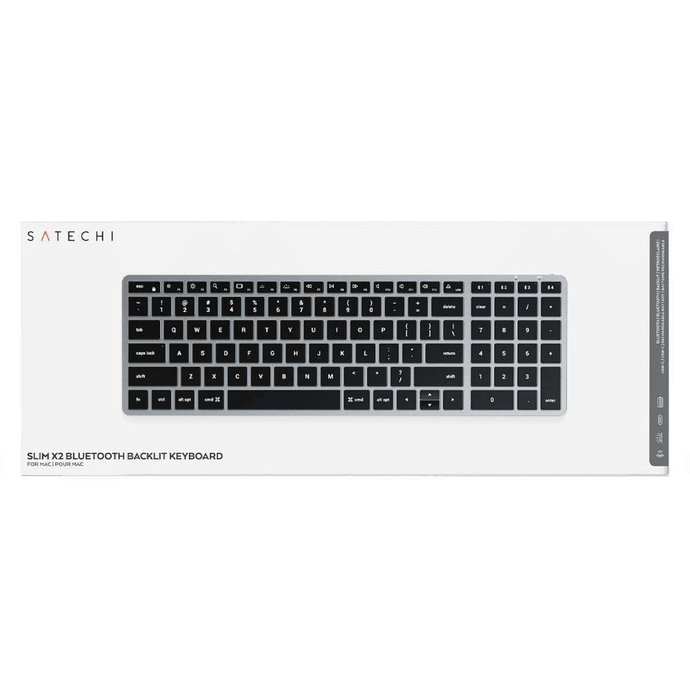 Wholesale cell phone accessory Satechi - Slim X2 Bluetooth Backlit Keyboard - Space Gray