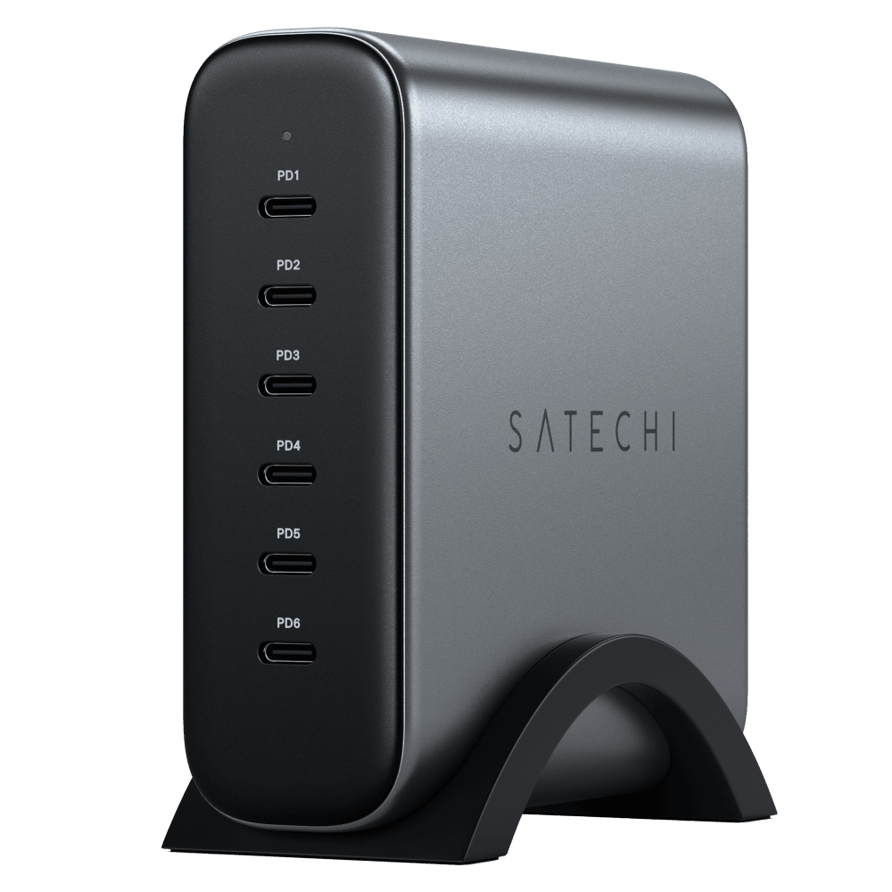 Wholesale cell phone accessory Satechi - USB C 6 Port GAN Charger 200W - Space Gray